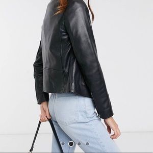 Black Leather Jacket - size Small (real leather)
